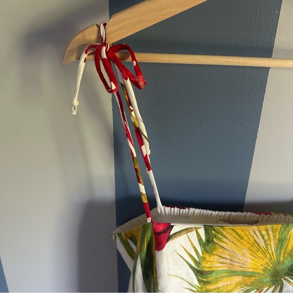 House of Harlow 1960 Midi Dress Size M Linen-Blend Cut Out Smocked Back - Picture 3 of 9